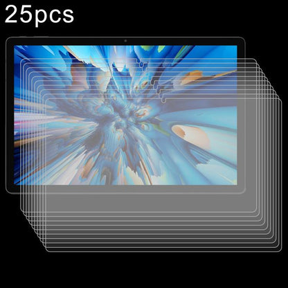 Clear tablet tempered glass screen protector films, stacked set of 25