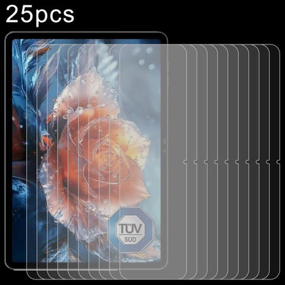 Clear tempered glass tablet screen protector films, stacked set of 25
