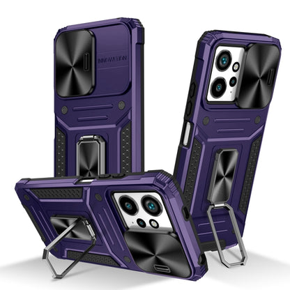 Rugged purple hybrid phone case with kickstand and raised camera bezel.