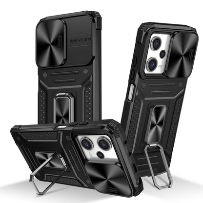 Rugged black hybrid phone case with kickstand, side buttons, and camera guard.