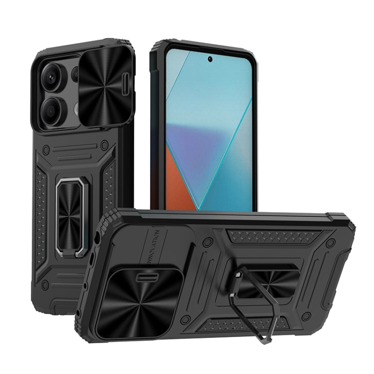 Rugged hybrid phone case with kickstand, dark gray shell, raised camera protection