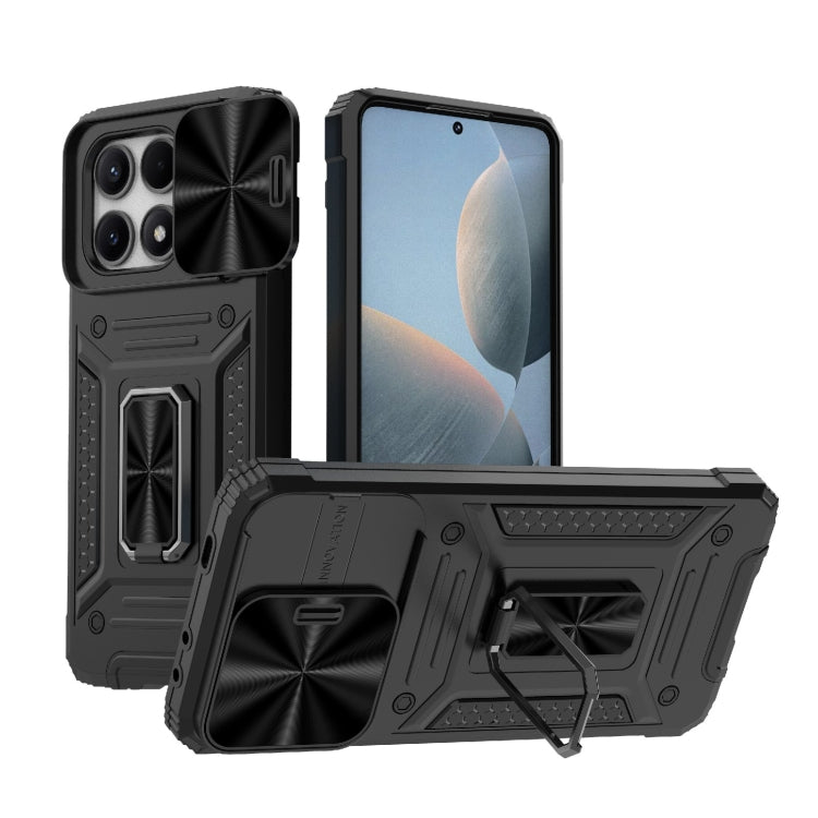 Black robot hybrid phone case with TPU bumper and PC back, kickstand and camera cutouts