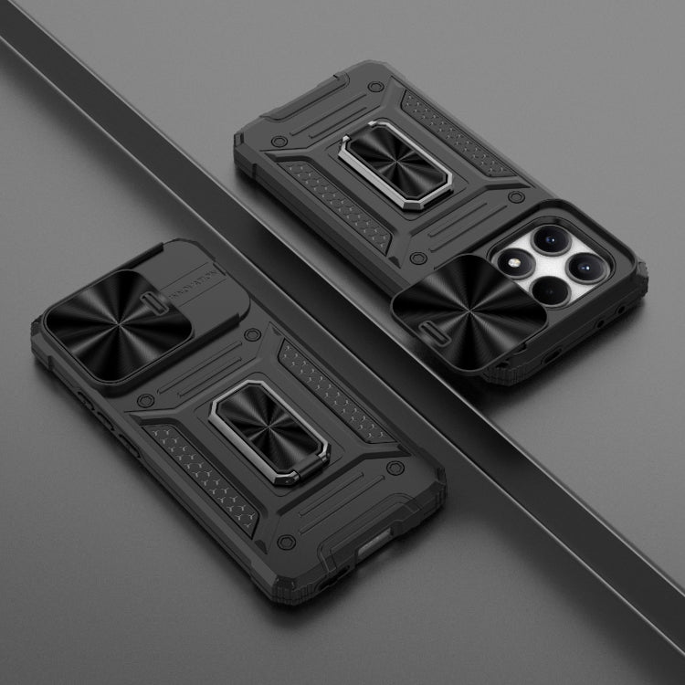 Black hybrid phone case, textured grip pattern with kickstand and camera protection
