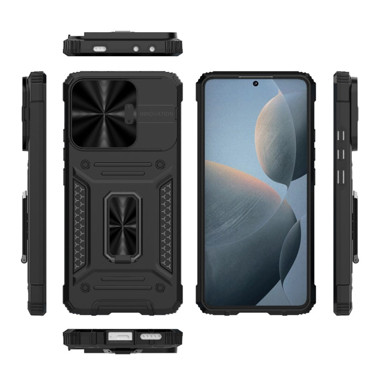Black robot hybrid phone case with raised screen and camera guards and side buttons