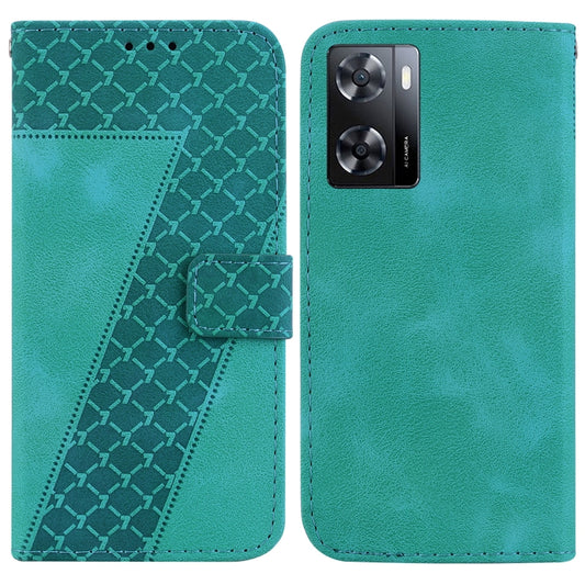 Teal embossed leather folio phone case with magnetic flap and camera cutout