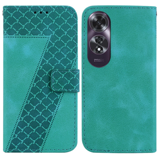 Green embossed leather phone wallet case with flip cover and camera cutout