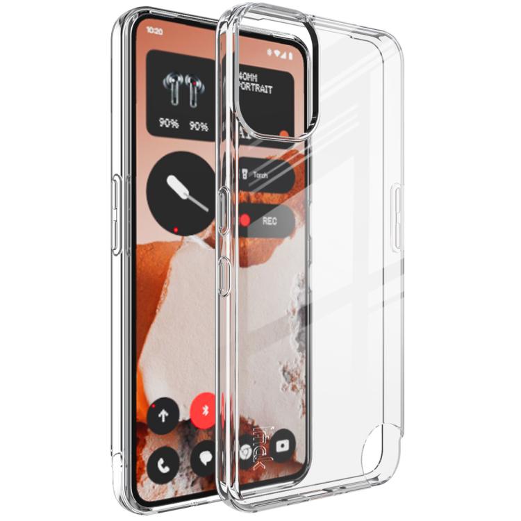 Clear transparent TPU phone case with camera cutout and side button cutouts