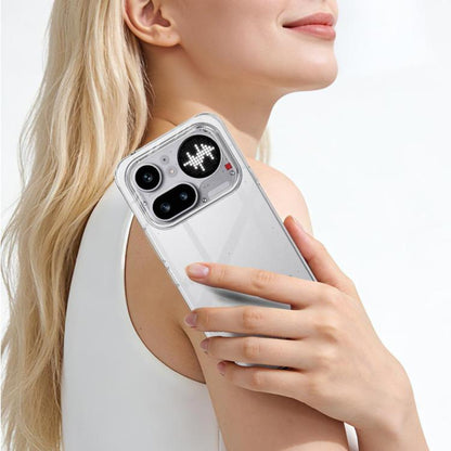 Transparent phone case covering the back and corners with precise camera cutout