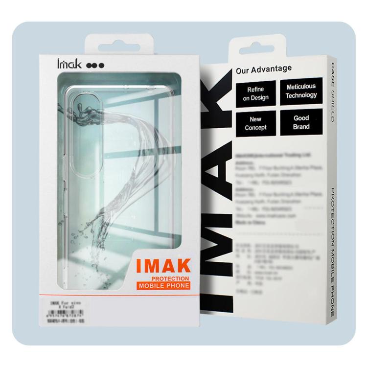 IMAK clear TPU phone case packaging with protective case shown in a blister