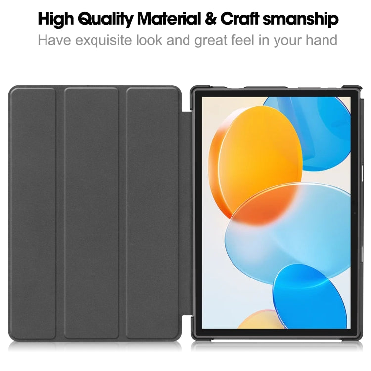 Custer Pure Color 3-Fold Holder Leather Tablet Case, For Teclast M40 Pro 2023