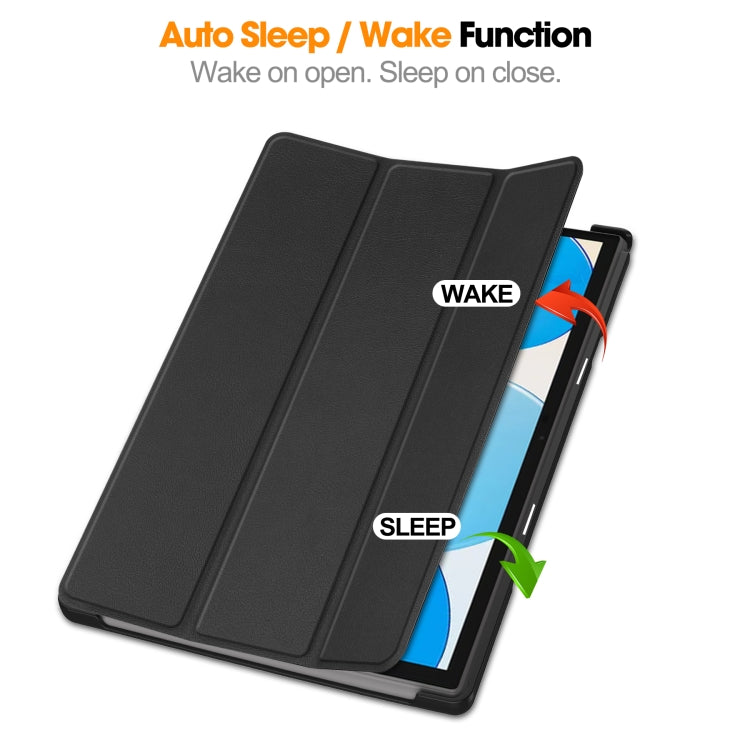 Custer Pure Color 3-Fold Holder Leather Tablet Case, For Teclast M40 Pro 2023
