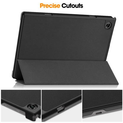 Custer Pure Color 3-Fold Holder Leather Tablet Case, For Teclast M40 Pro 2023