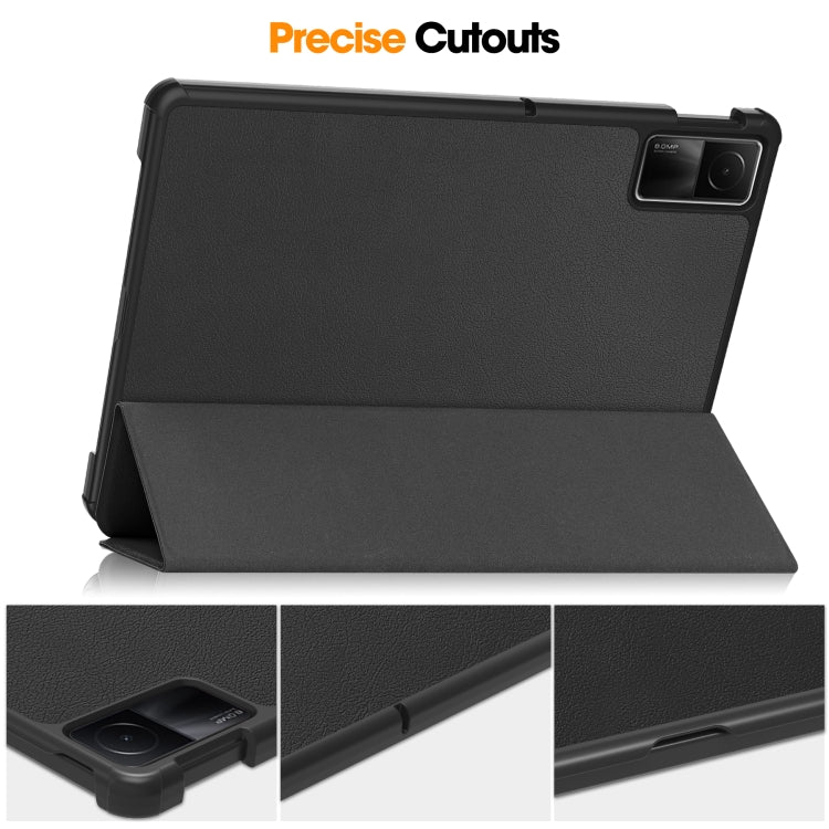 Custer Pure Color 3-Fold Holder Leather Tablet Case, For Xiaomi Redmi Pad SE