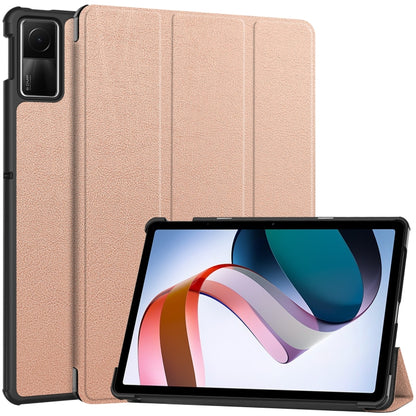 Custer Pure Color 3-Fold Holder Leather Tablet Case, For Xiaomi Redmi Pad SE