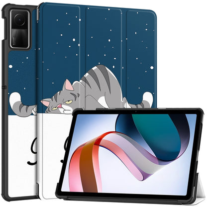 Custer Painted 3-Fold Holder Smart Leather Tablet Case, For Xiaomi Redmi Pad SE