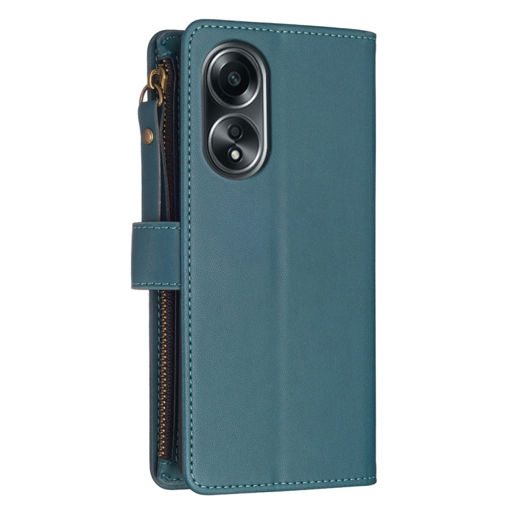 Zipper wallet phone case with camera cutout, teal blue, wrist strap