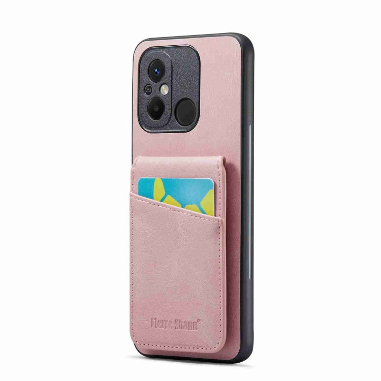 Pink PU phone case with card holder pocket and camera cutout for back protection