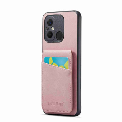 Pink PU phone case with card holder pocket and camera cutout for back protection