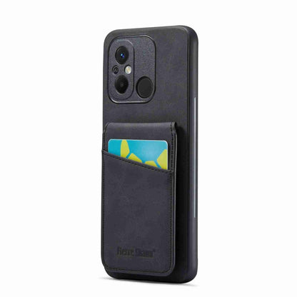 Dark navy PU phone case with card holder pocket and camera cutout for back protection