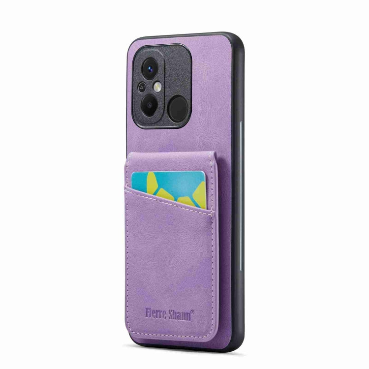 Purple PU phone case with card holder pocket and camera cutout for back protection