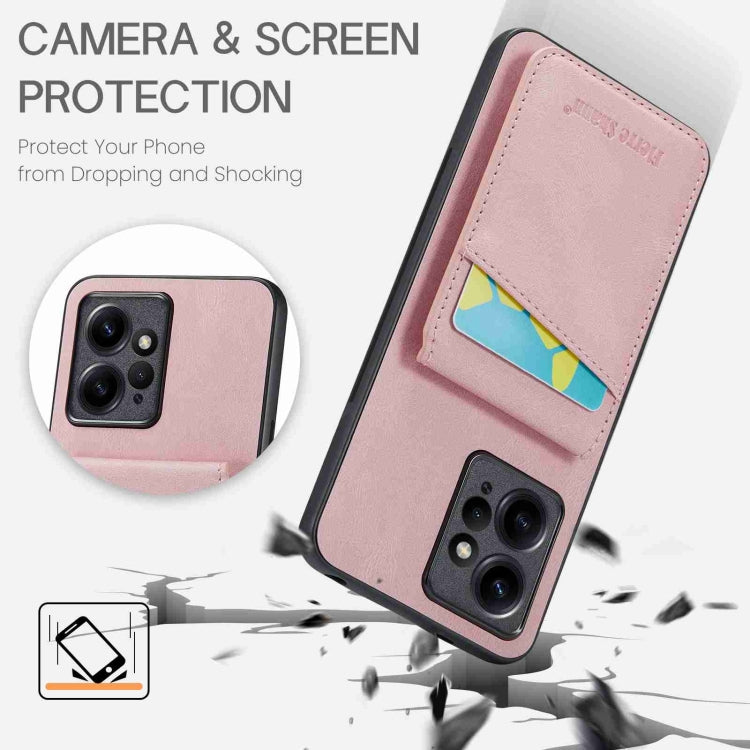 Pink phone case with vertical card pocket and multi-lens camera cutouts
