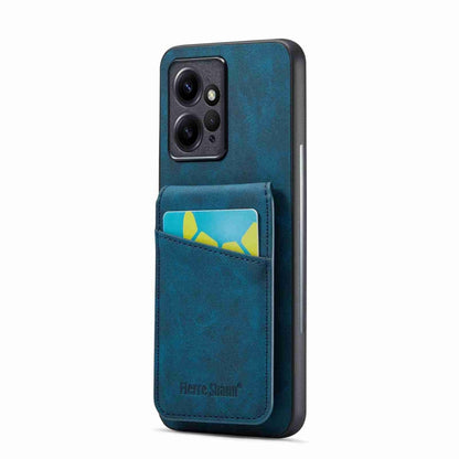 Blue PU phone case with card slot, Crazy Horse style, for rear protection
