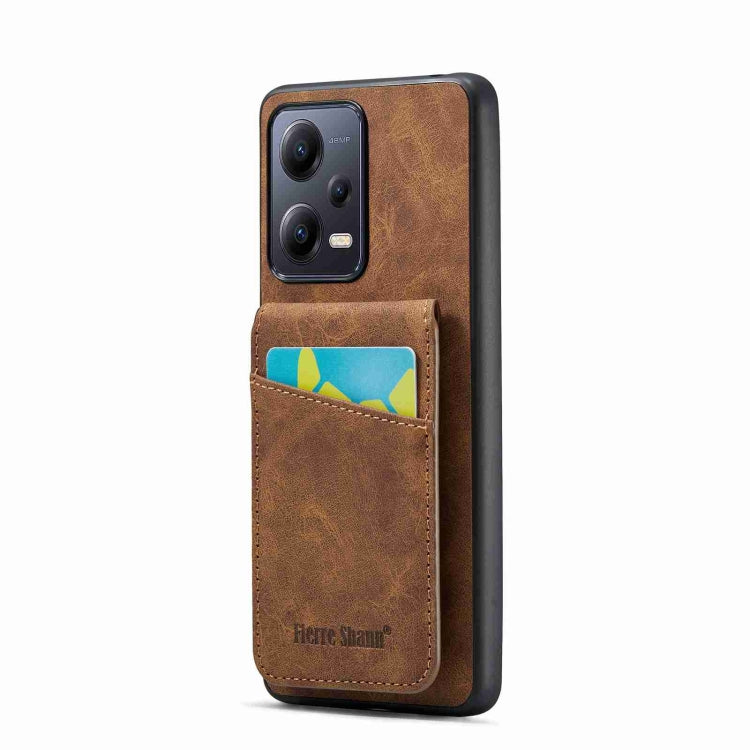 Crazy horse-style card holder back phone case, warm brown PU with card slot