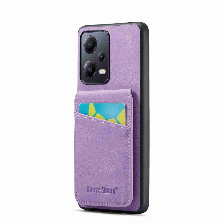 Crazy horse-style card holder back phone case, lavender purple PU with card slot
