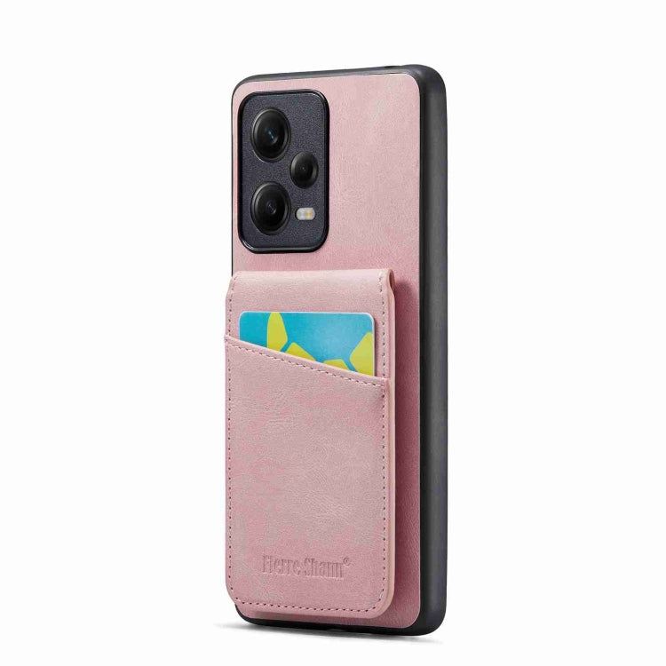 Pink PU phone case with card slot, Crazy Horse style, for rear protection