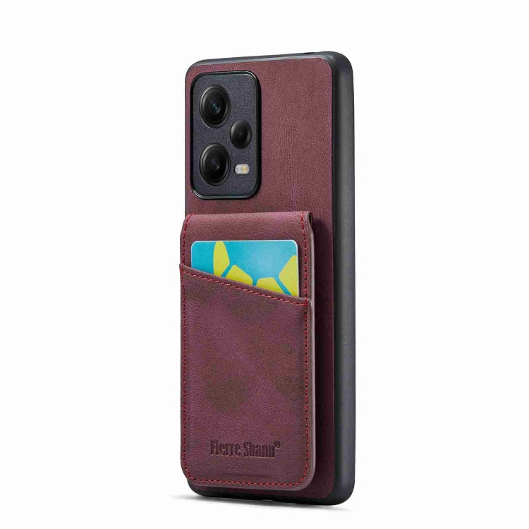 Wine red PU phone case with card slot, Crazy Horse style, for rear protection
