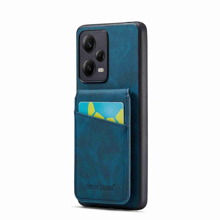 Teal Crazy Horse PU phone case with rear card pocket and camera cutouts