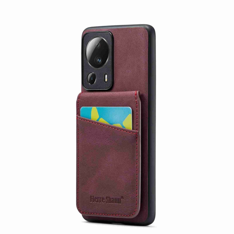 Burgundy PU phone case with card holder pocket and camera cutout for back protection