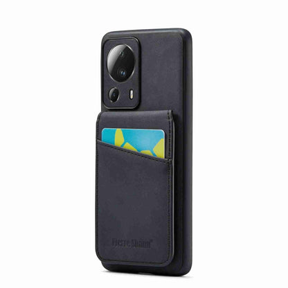 Black PU phone case with card holder pocket and camera cutout for back protection