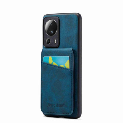 Teal card holder phone case with front camera cutout and front card pocket