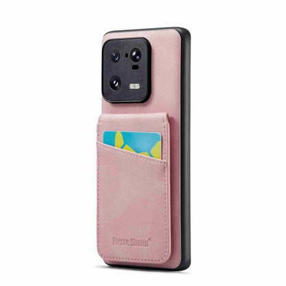 Pink card holder phone case with front camera cutout and card pocket