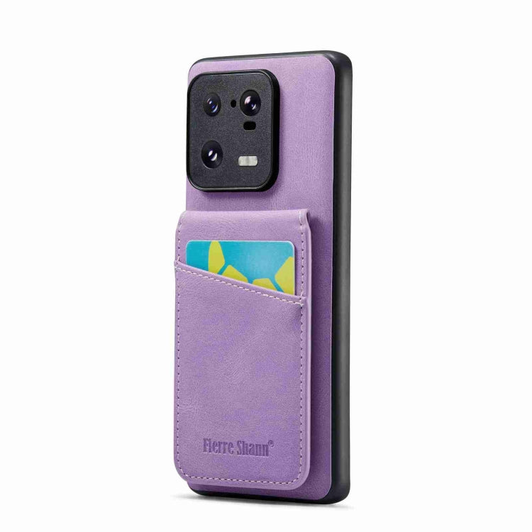 Lavender purple card holder phone case with front camera cutout and card pocket
