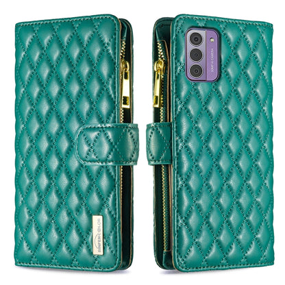 Diamond Lattice Zipper Wallet Leather Flip Phone Case, For Nokia G42/G310