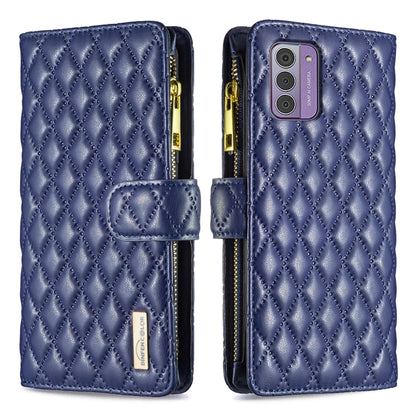 Diamond Lattice Zipper Wallet Leather Flip Phone Case, For Nokia G42/G310
