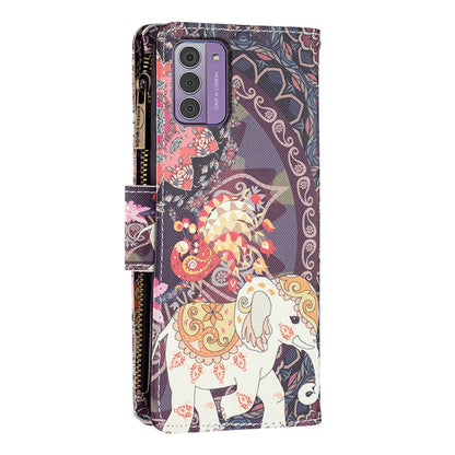 Colored Drawing Pattern Zipper Leather Phone Case, For Nokia G42/G310