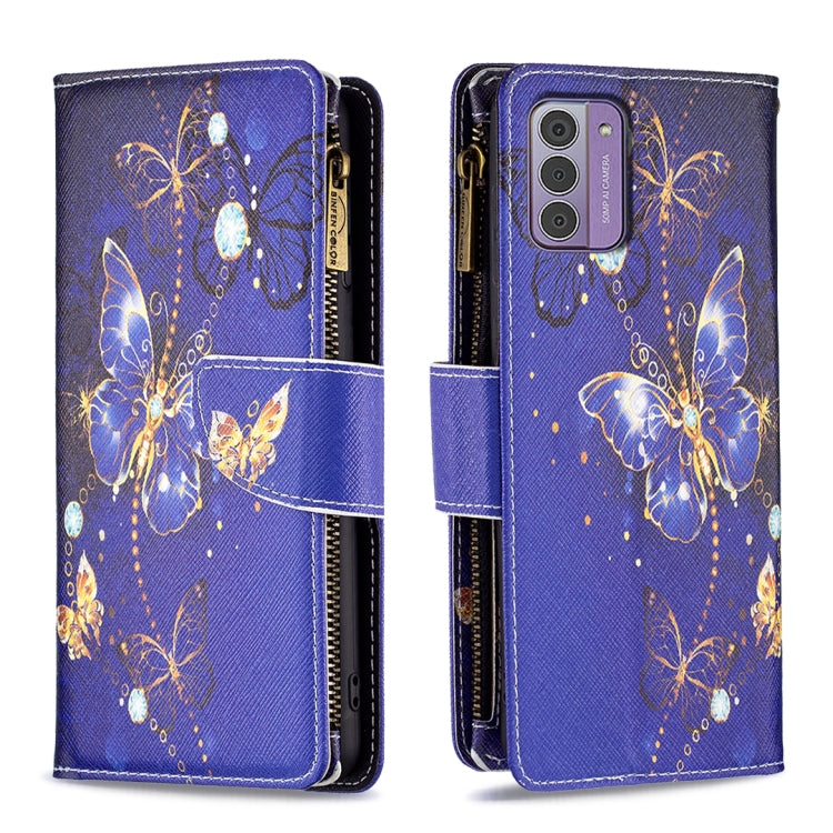 Colored Drawing Pattern Zipper Leather Phone Case, For Nokia G42/G310