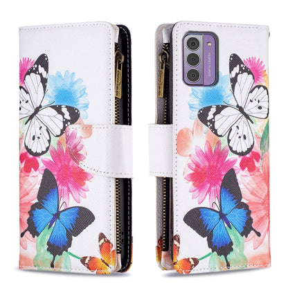 Colored Drawing Pattern Zipper Leather Phone Case, For Nokia G42/G310