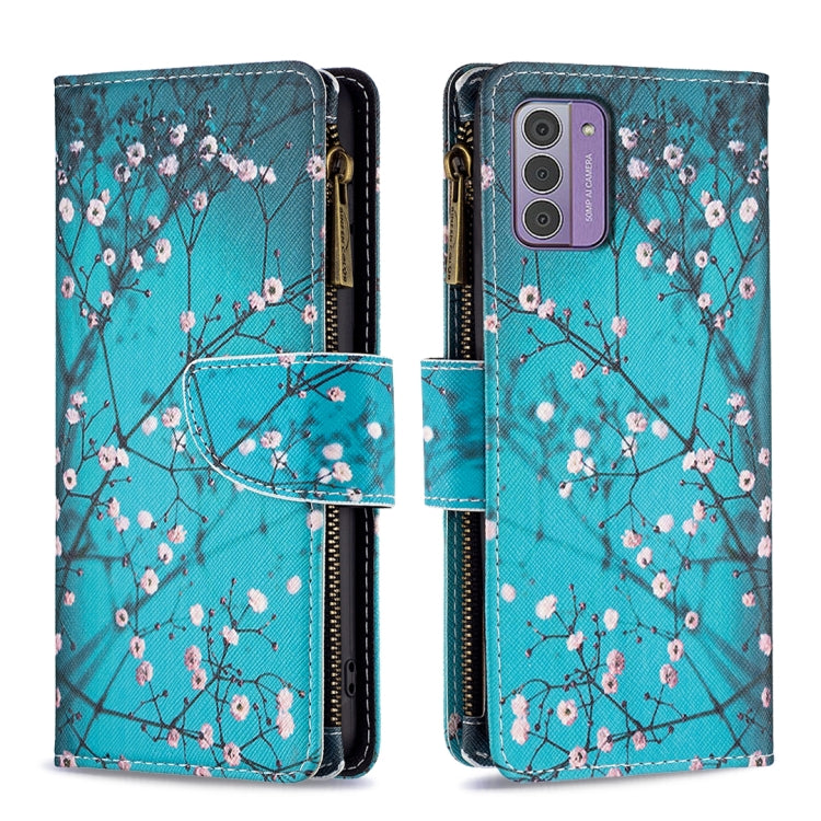 Colored Drawing Pattern Zipper Leather Phone Case, For Nokia G42/G310