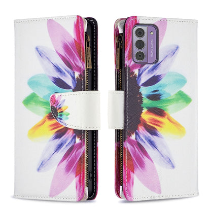 Colored Drawing Pattern Zipper Leather Phone Case, For Nokia G42/G310