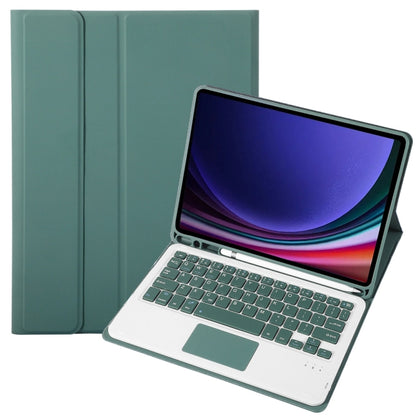 Dark green tablet keyboard case with pen holder, folio stand and TPU touch finish