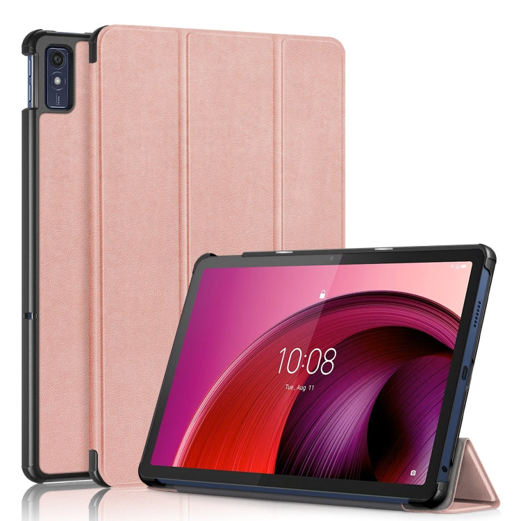 Pink 3-folding leather smart tablet case with stand cover