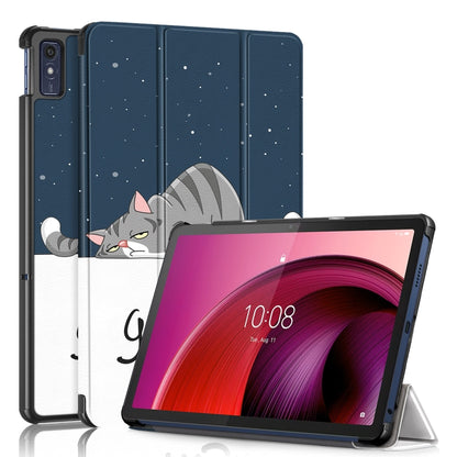 3-folding Magnetic Buckle Coloured Drawing Leather Smart Tablet Case, For Lenovo Tab M10 5G 10.6
