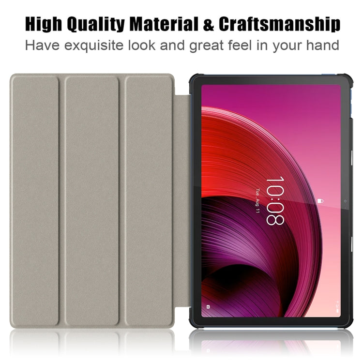 3-folding Magnetic Buckle Coloured Drawing Leather Smart Tablet Case, For Lenovo Tab M10 5G 10.6