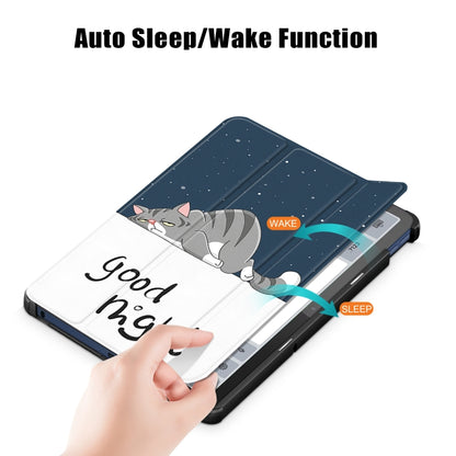 3-folding Magnetic Buckle Coloured Drawing Leather Smart Tablet Case, For Lenovo Tab M10 5G 10.6