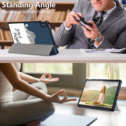 3-folding Magnetic Buckle Coloured Drawing Leather Smart Tablet Case, For Lenovo Tab M10 5G 10.6