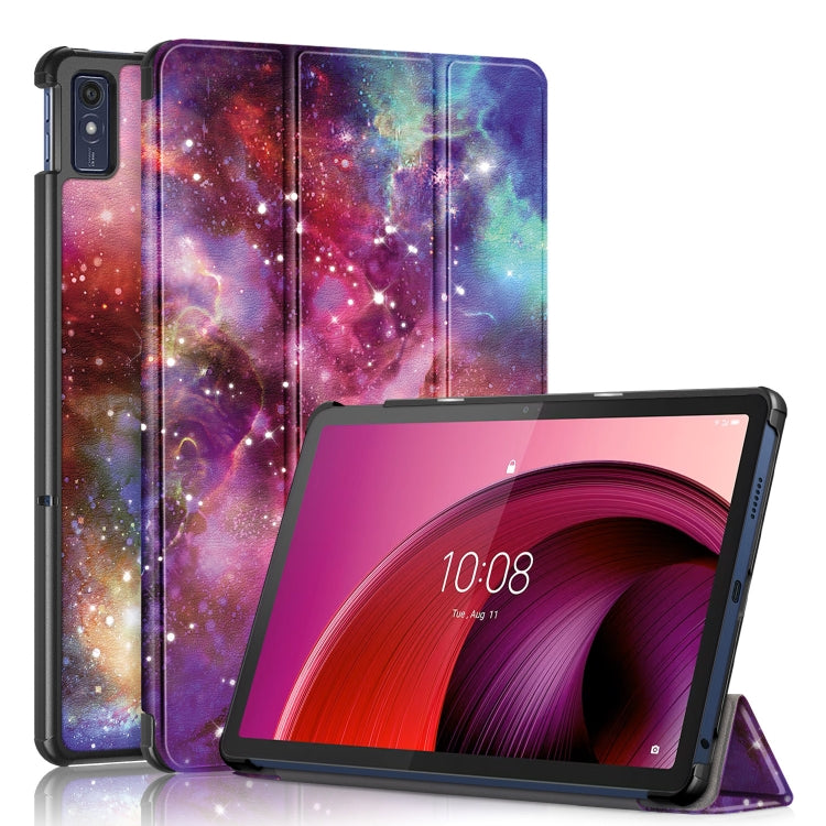 3-folding Magnetic Buckle Coloured Drawing Leather Smart Tablet Case, For Lenovo Tab M10 5G 10.6
